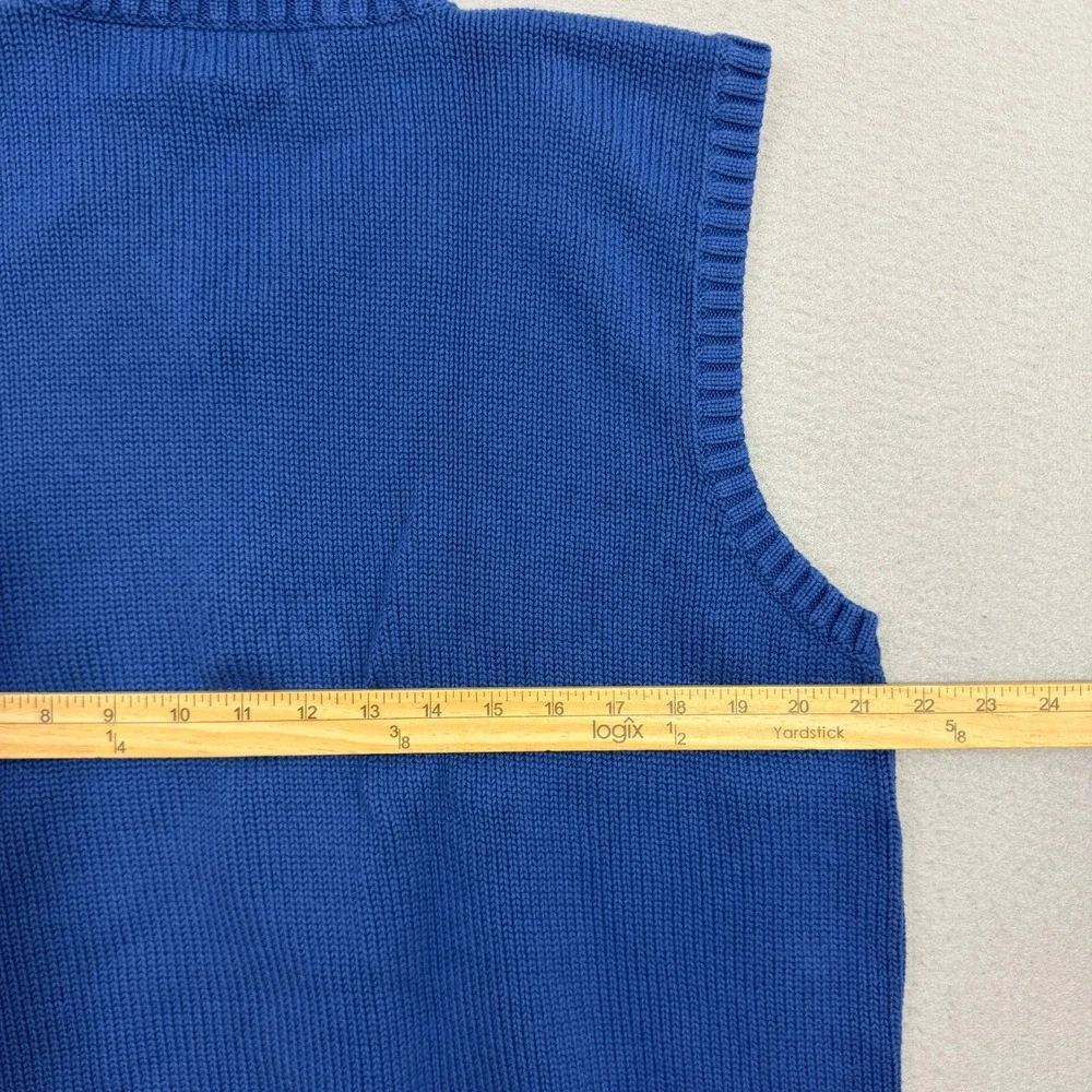 Polo Ralph Lauren Sweater Vest Mens Large Blue Cotton V-Neck Knit Pullover Pony